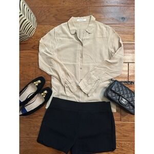 Everlane Washable Silk Burn Sugar Collared Botton. Shirt Blouse Size XS